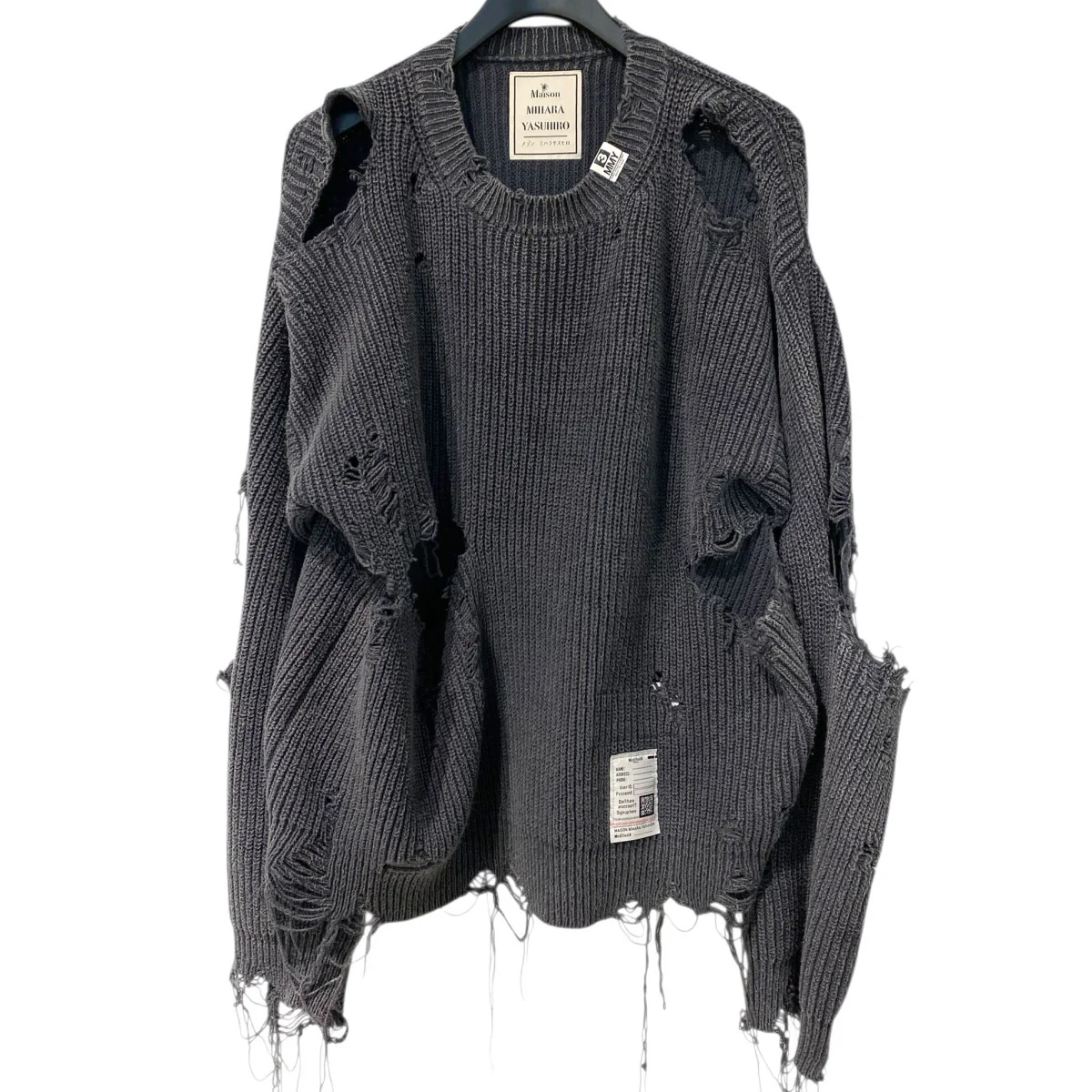 24SSBleached Knit Pulloverブリーチデストロイ加工ニットセーター