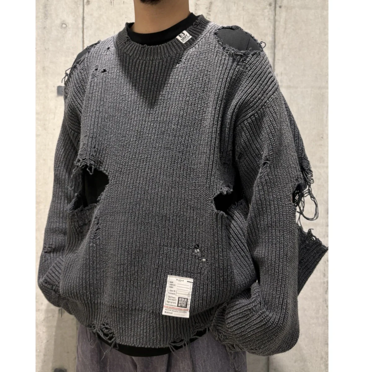24SSBleached Knit Pulloverブリーチデストロイ加工ニットセーター - Image 2