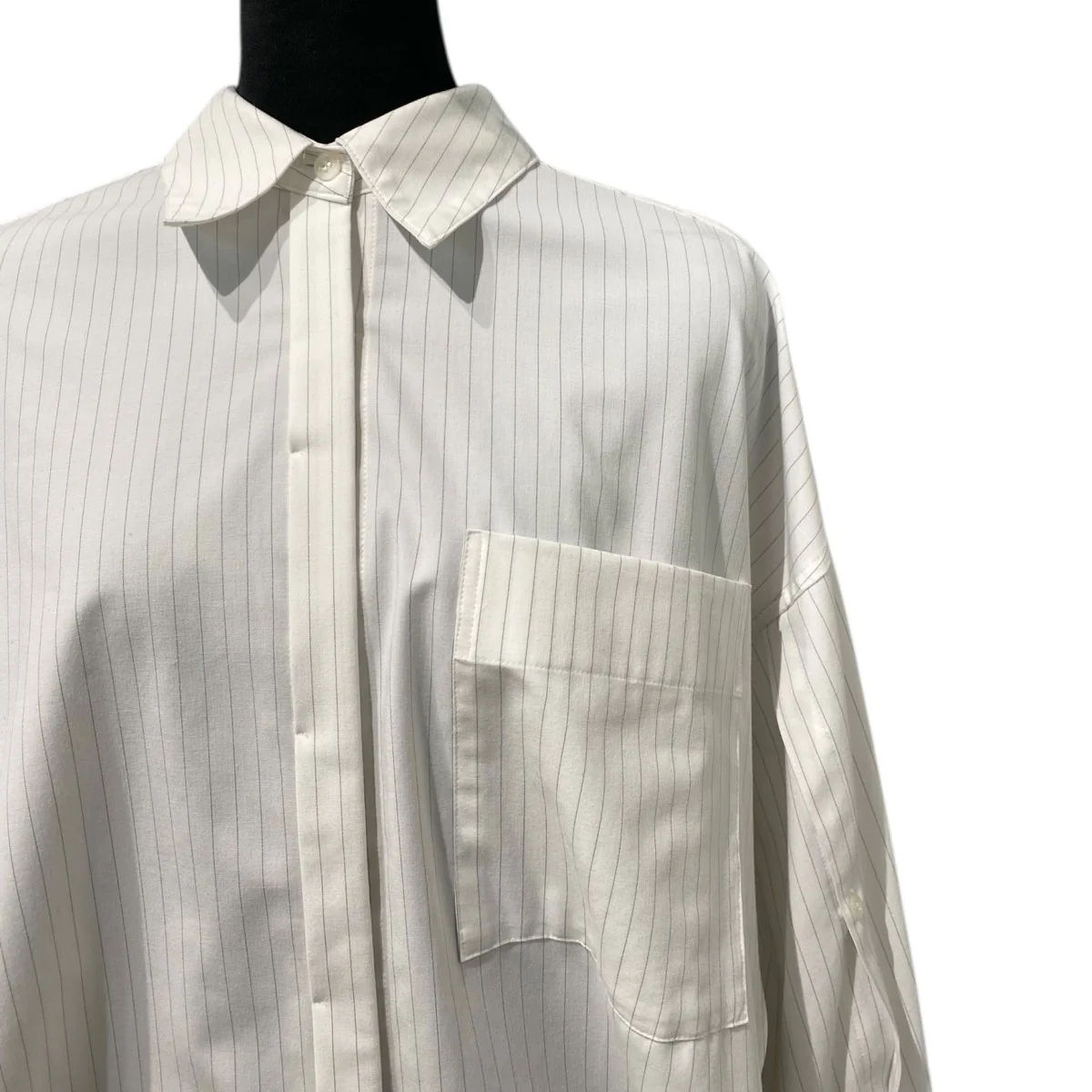 Oversized 4way Shirtオーバーサイズ多機能ストライプストレッチシャツ - Image 3