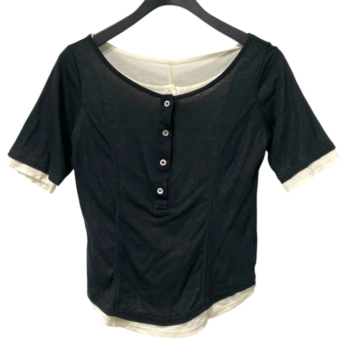 2Pac Henry Neck Tee 2枚セットシースルーヘンリーネックレイヤードTシャツ