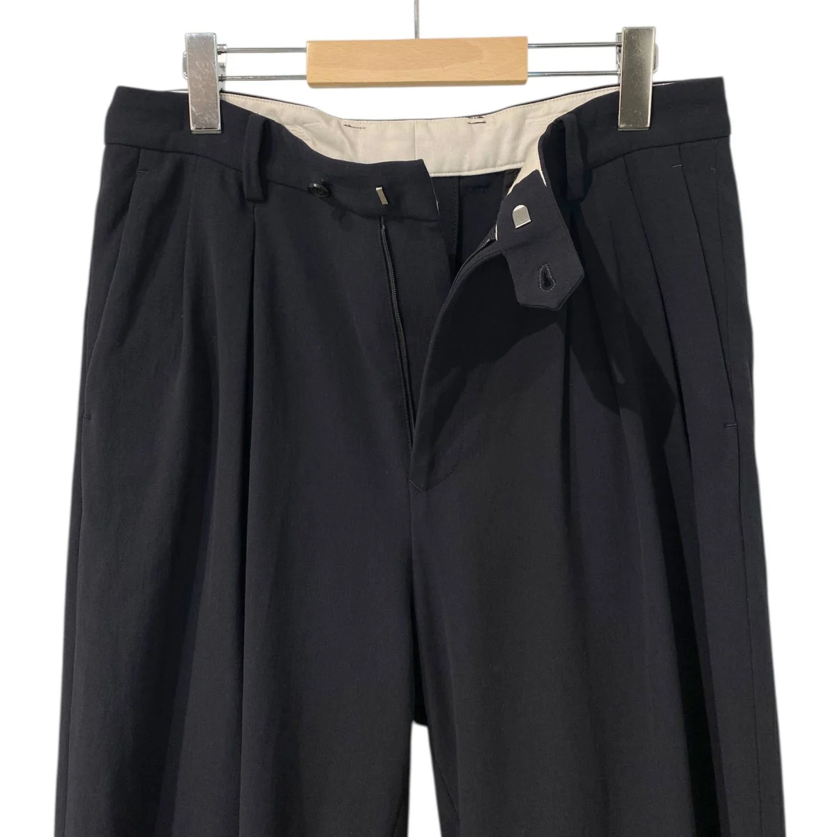 HARD TWIST COTTON INVERTED PLEATS PANTSストレッチワイドスラックスパンツ - Image 6