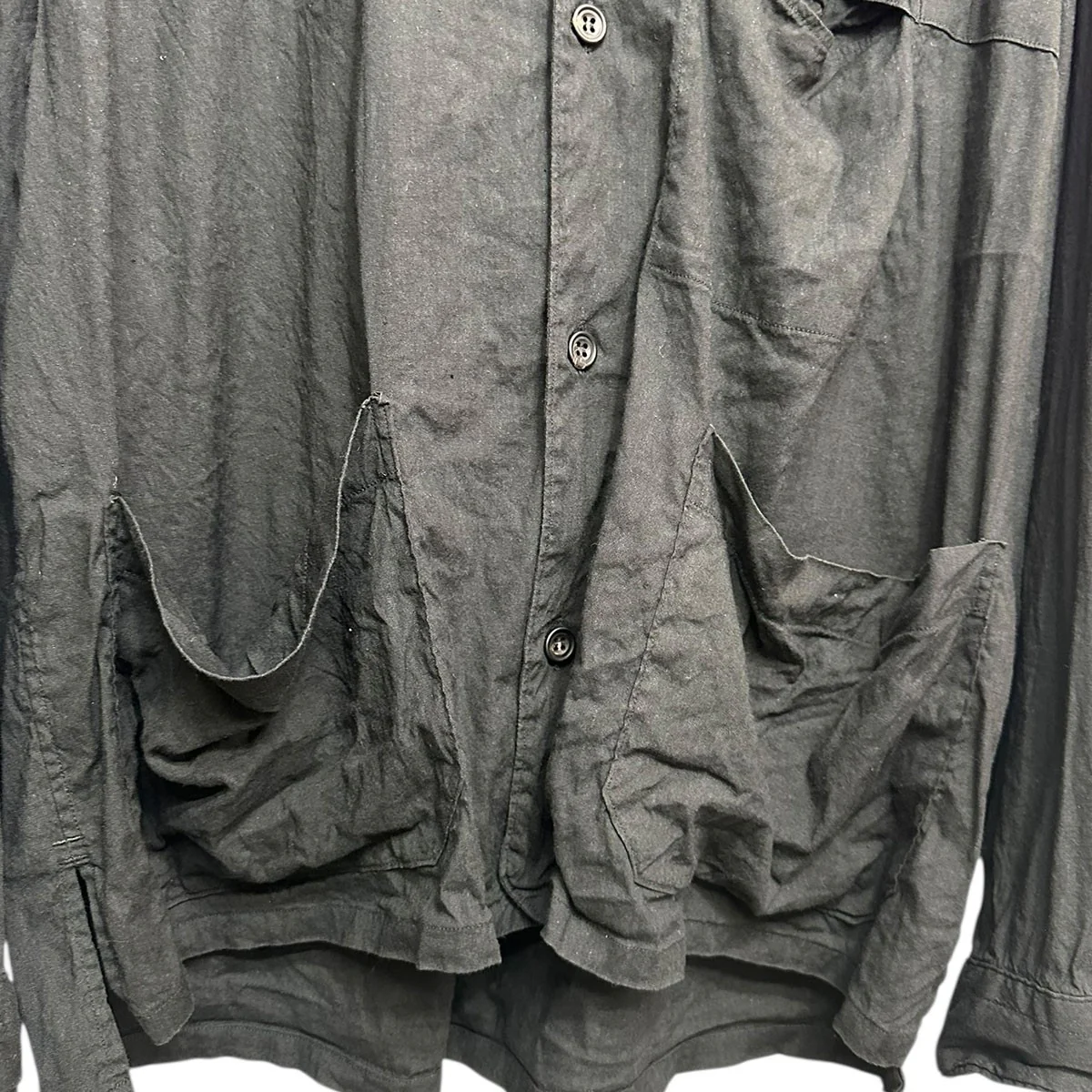LINEN VISCOSE OPEN COLLAR PK LS SHIRTシャツジャケットANC-SH06 - Image 4