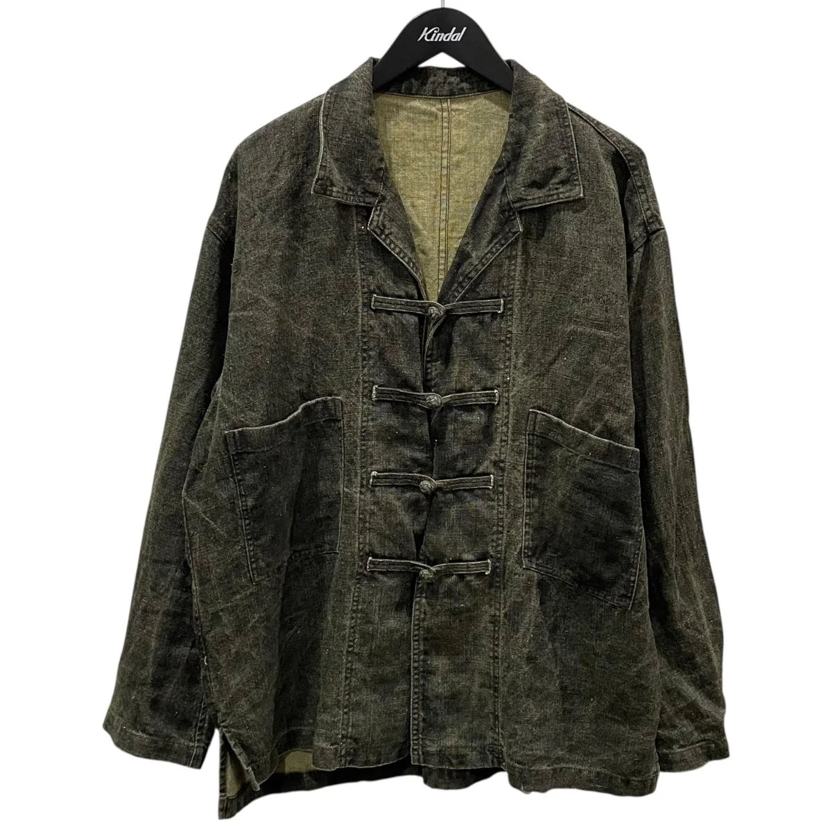 26SS チャイナシャツジャケット Color Linen Ink Coating Shirt カラーリネン 墨コーティング シャツ 02261-0042