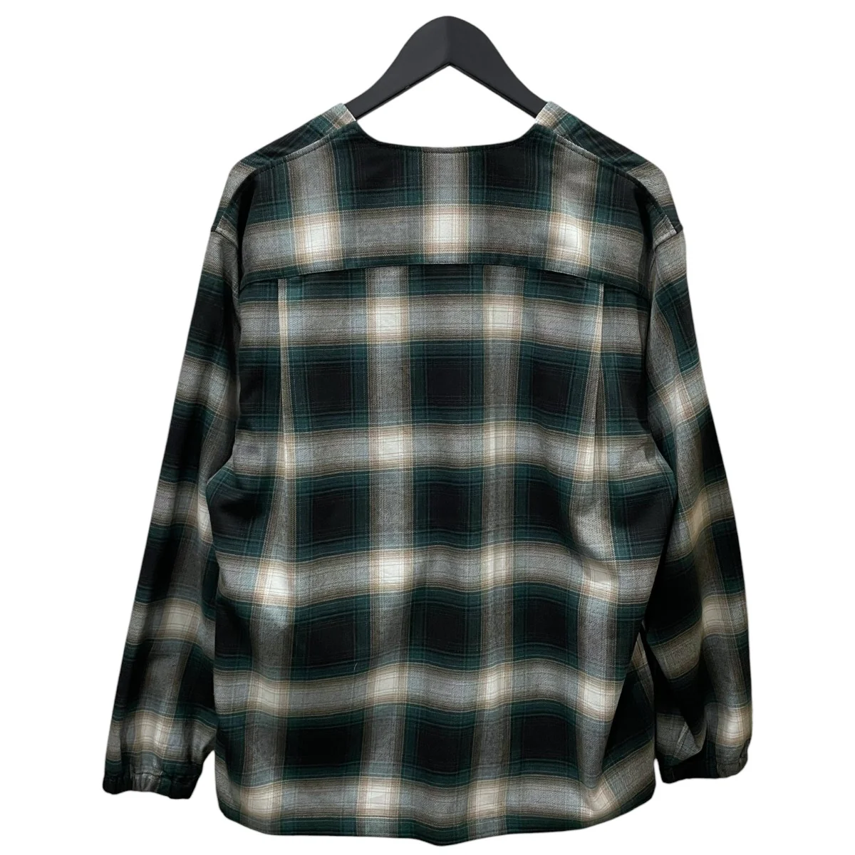 24SS チェック柄ノーカラーシャツ T／R Check Cardi-Shirt テトロンレーヨン チェック カーデシャツ1009248900139 - Image 2