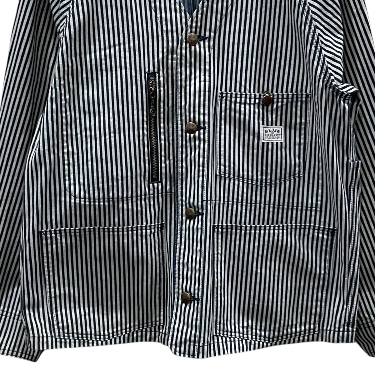 ヒッコリーストライプ柄ノーカラージャケット Hickory Engineer Jacket ヒッコリーエンジニアジャケット 700080925 - Image 4