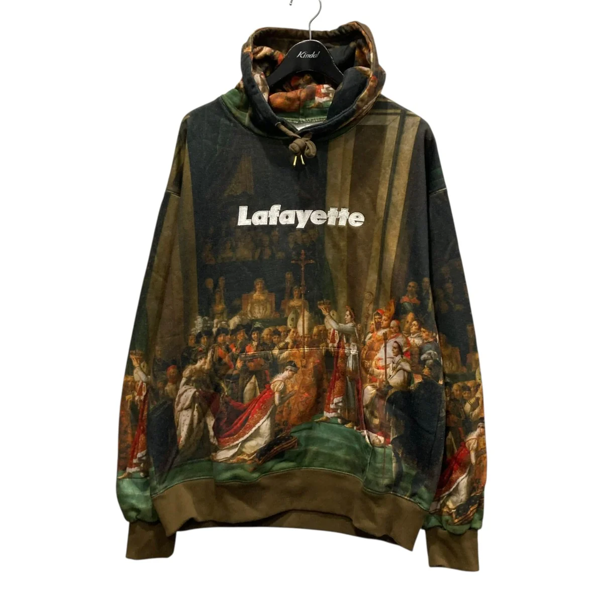 THE CORONATION ALLOVER Lafayette LOGO HOODED SWEATSHIRTロゴ刺しゅうフーテッドパーカーLA210506