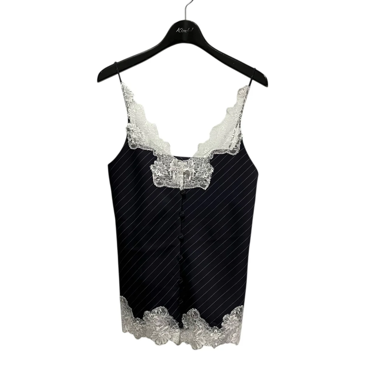 LACE TRIMMED CAMISOLE 6SバイアスストライプレースビスチェKS2601034