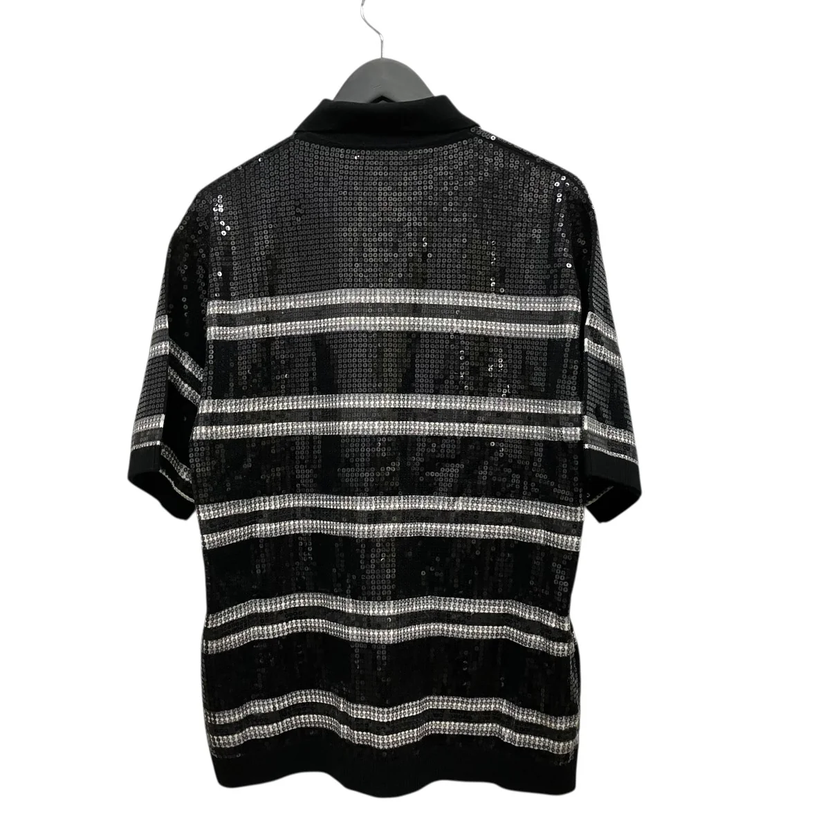 22SSSequin Stripe Zip Poloハーフジップスパンコール半袖ポロシャツ - Image 2