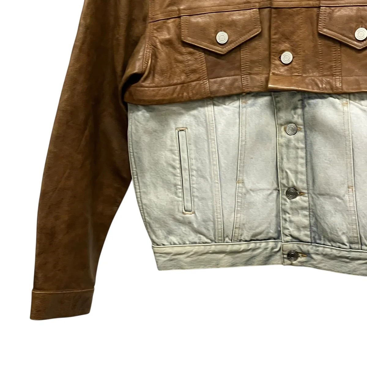 Convertible leather and denim jacketレザードッキングデニムジャケットVL14JA700C - Image 5