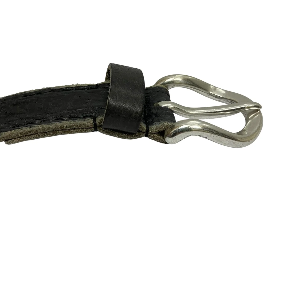 3．5 CM BELT Soft Coal Torn BovineレザーベルトA4258BS - Image 6