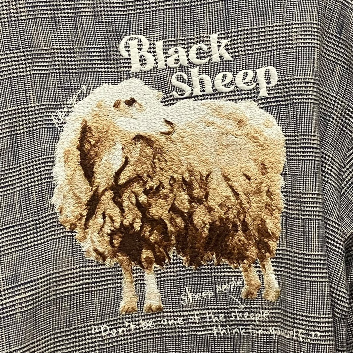 26SSLOVE FOR SHEEP Embroidered Check Blousonバック刺しゅうグレンチェックジップブルゾンKU6SSMBLS02 - Image 6