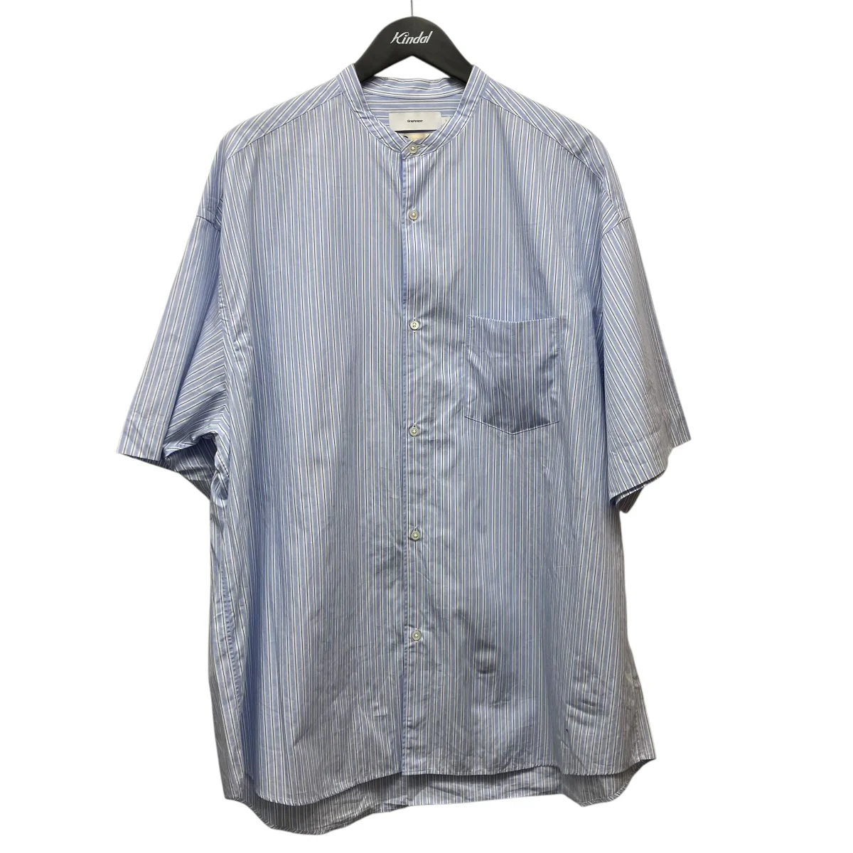 SIDOGRAS S S Oversized Band Collar ShirtバンドカラーストライプシャツGM252-50013