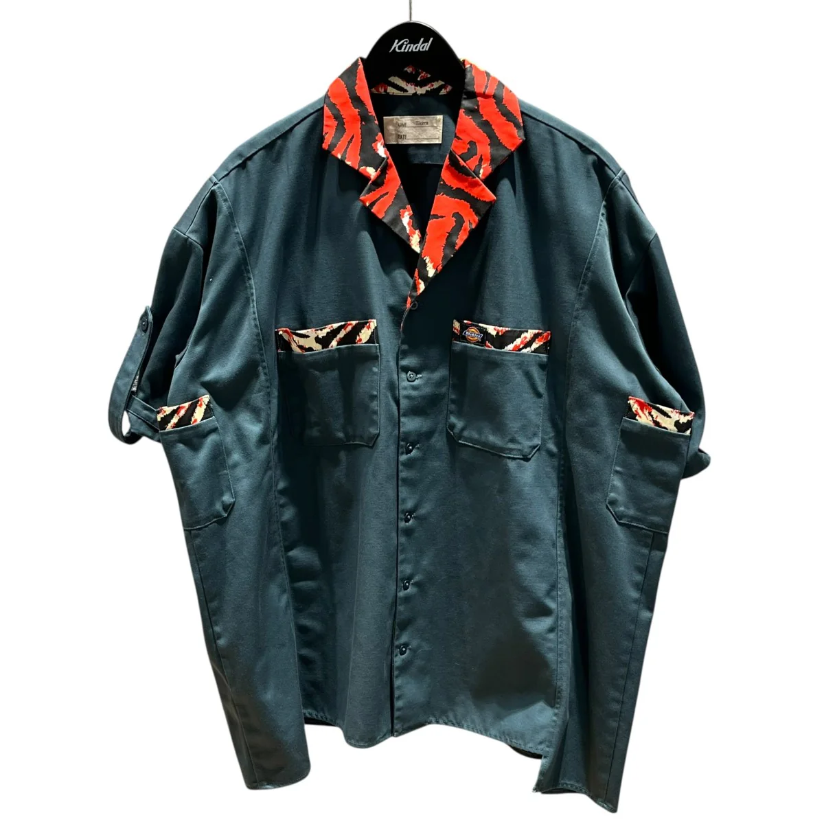 ワイドオープンカラービックシャツDK006387 tiger print work shirt
