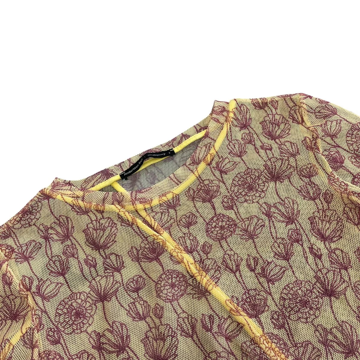 FLOWER PRINT ASYMMETRIC FISHNET T-SHIRTロングスリーブカットソー - Image 3