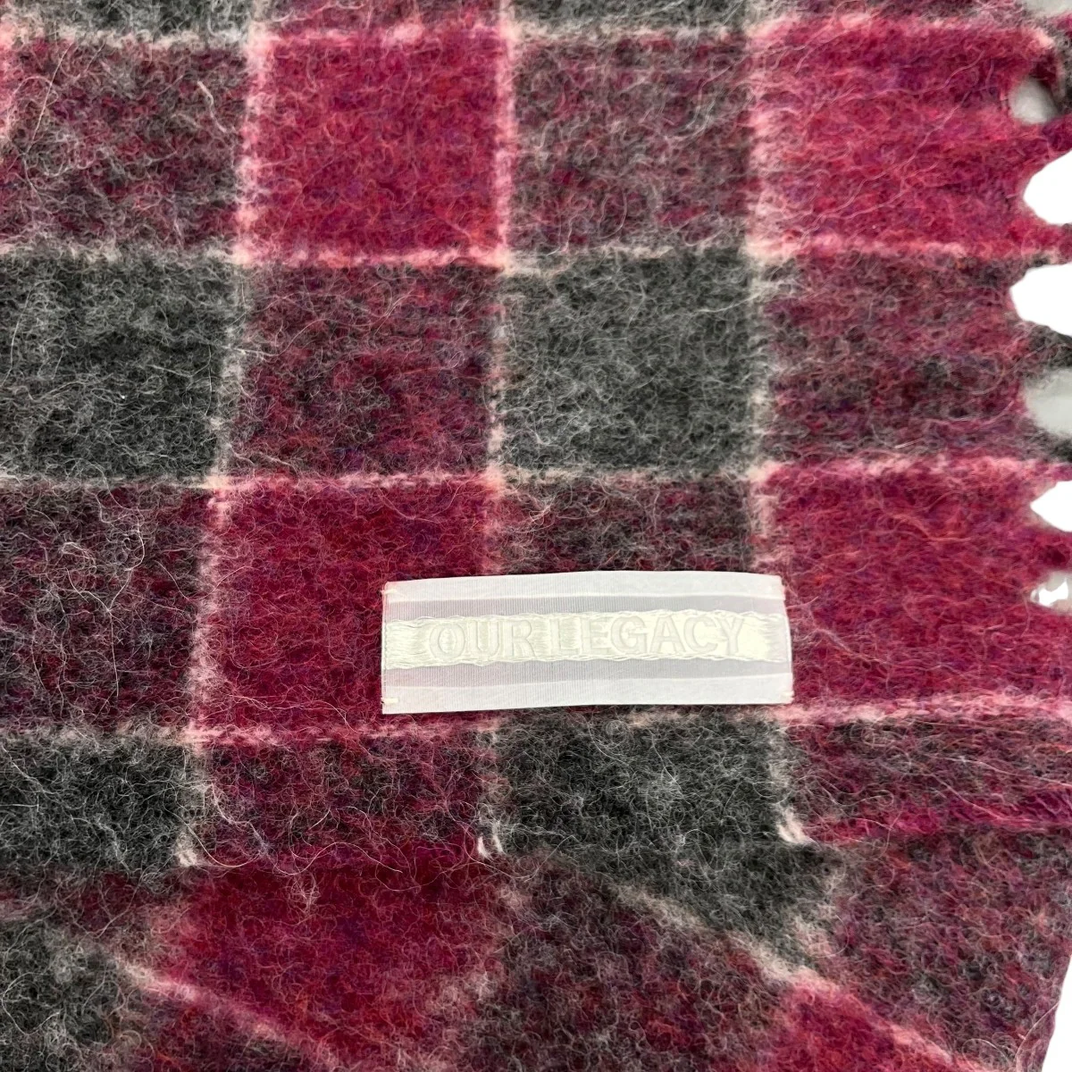 ESTATE SCARF PINK FUZZY ALPACA CHECKマフラーA4248EPG - Image 2