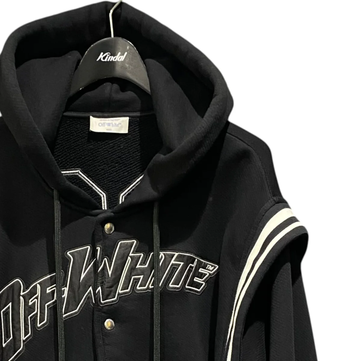 Black Varsity hooded bomber jacketOMEK003S25JER002 - Image 3