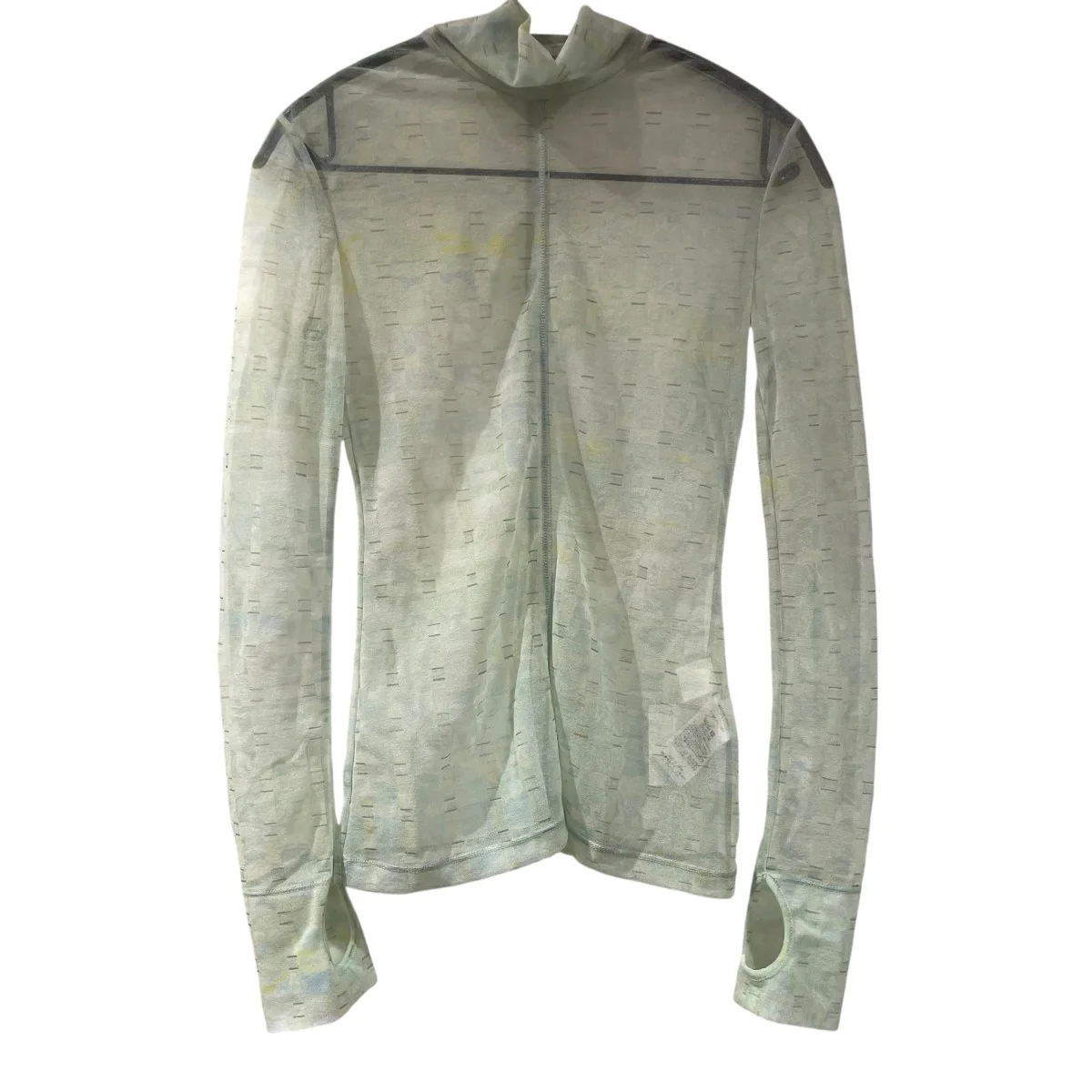 23SSMarble Printed Plaid Sheer High Neck TopシアートップMM23SS-JS020
