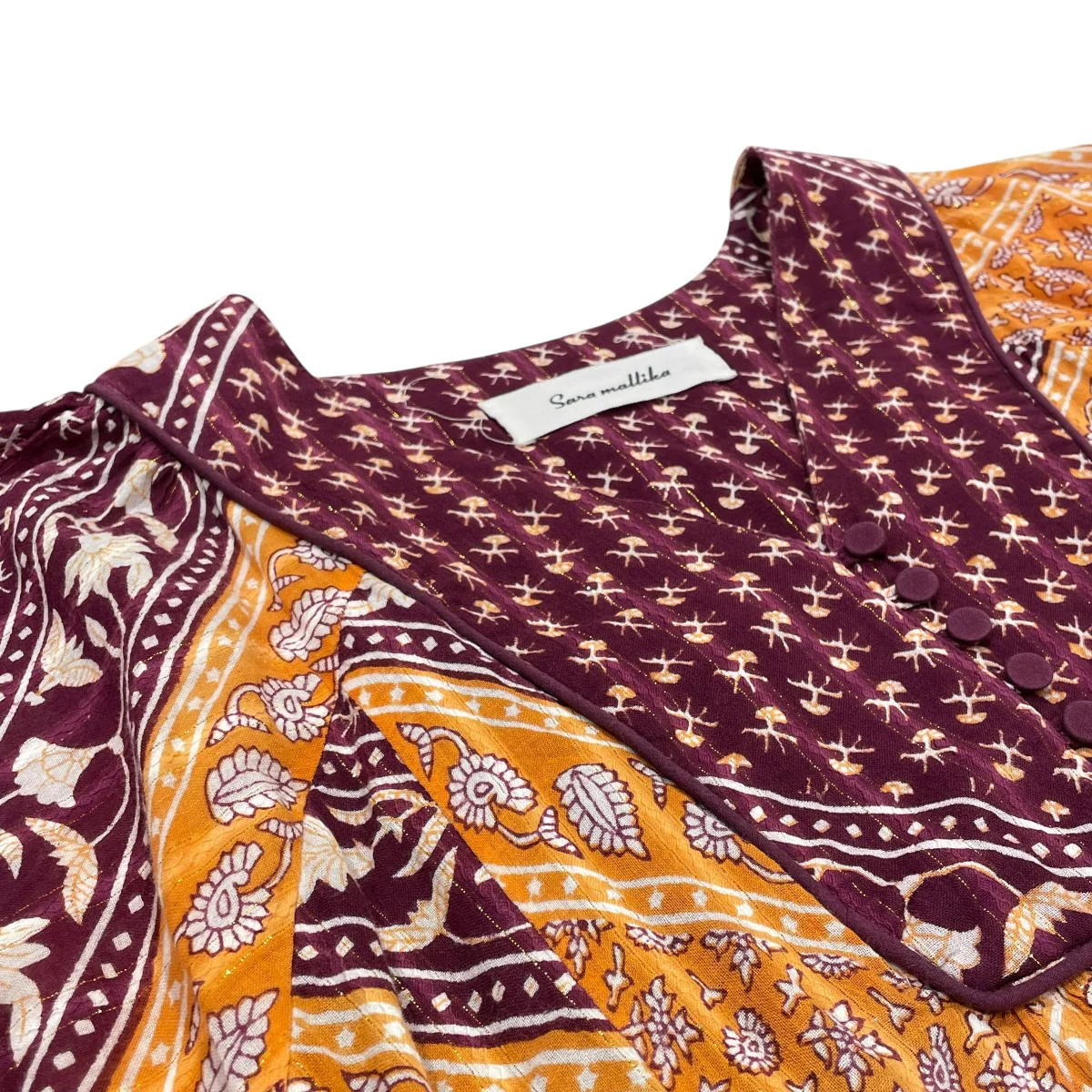 Cotton Block Pattern Dress長袖ワンピース020421sa1 - Image 3