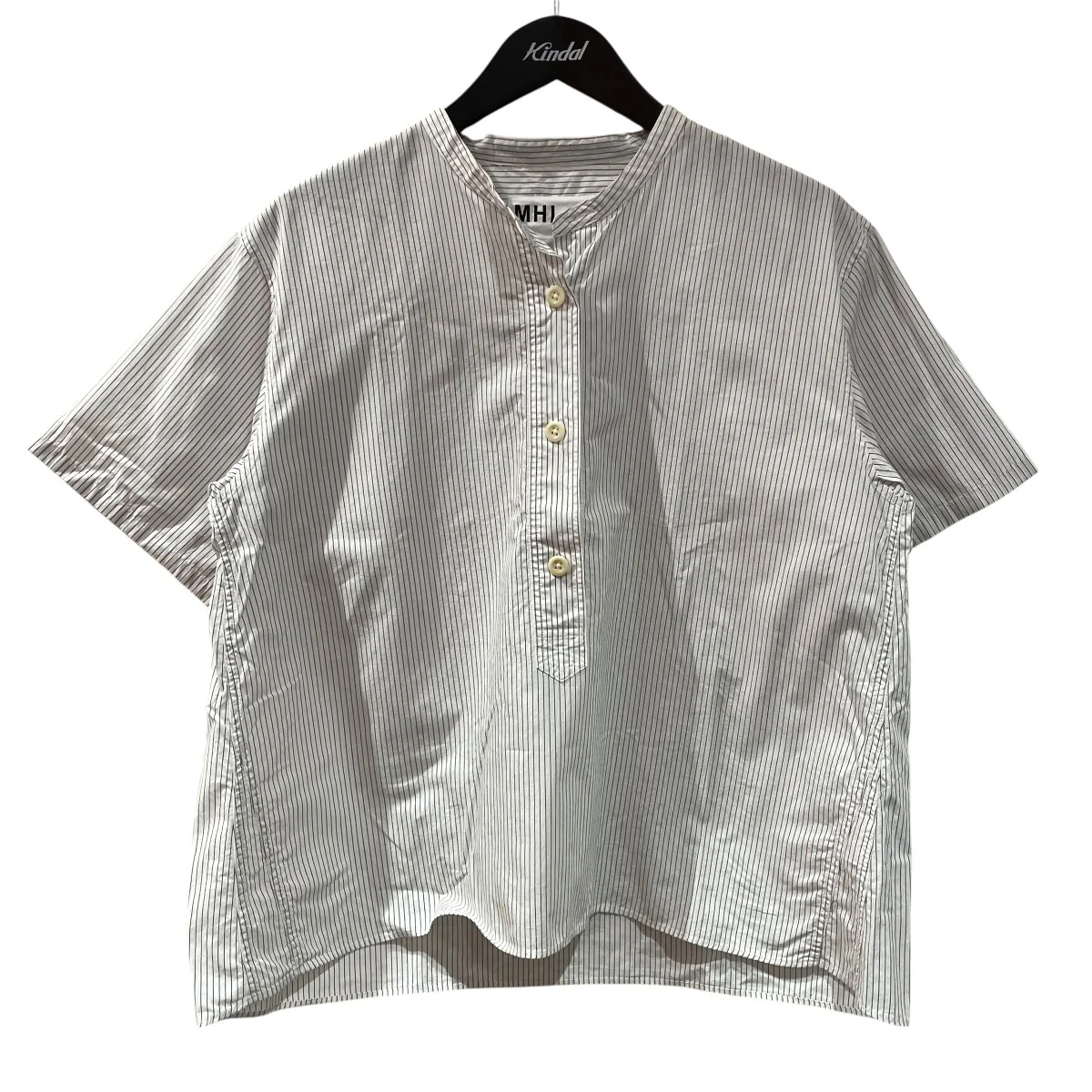 バンドカラー半袖シャツ595-2153512