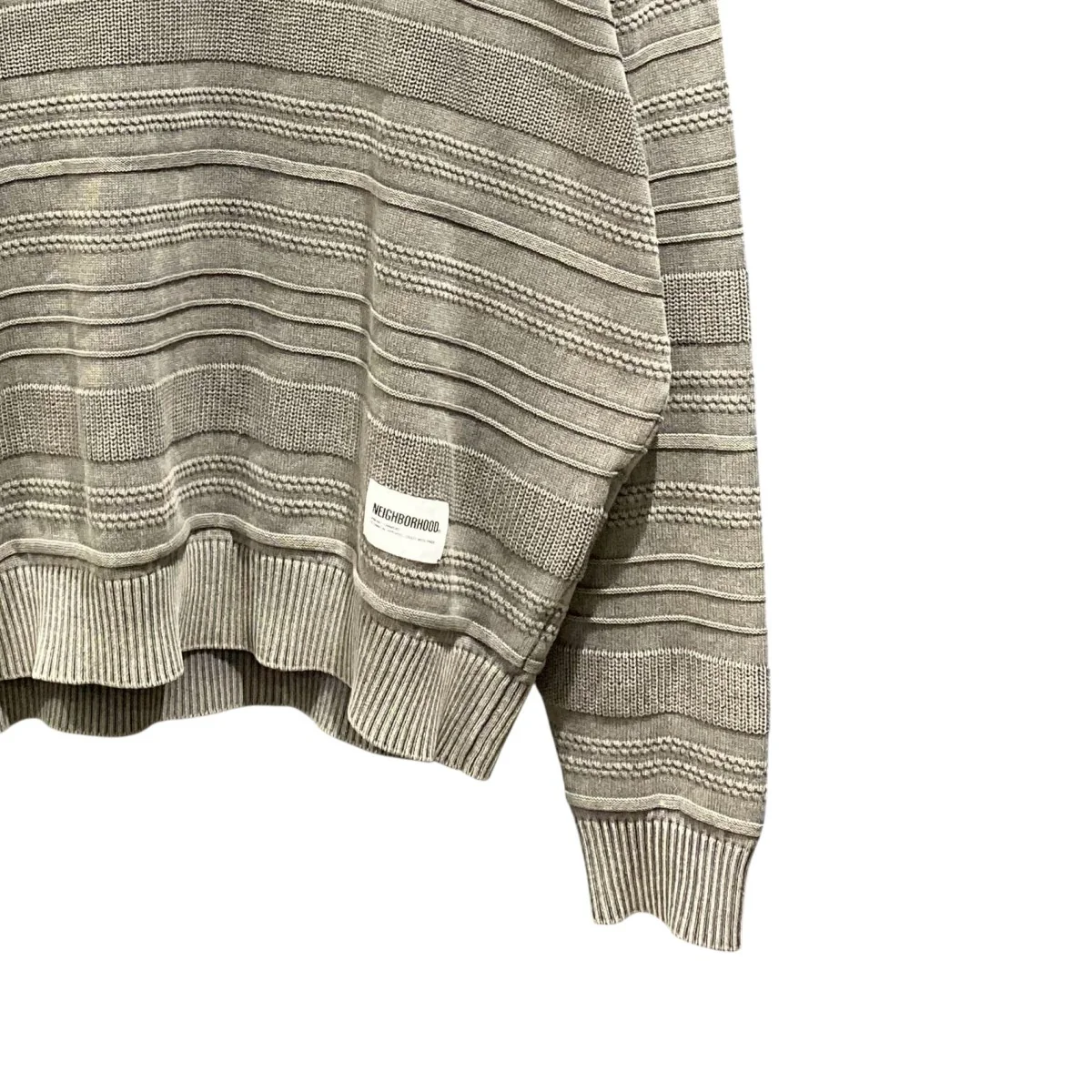 WASHED CREWNECK BORDER SWEATER25113NH-KNM01 - Image 4