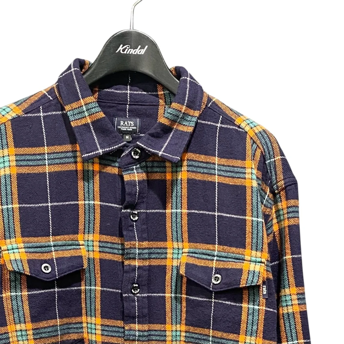 COTTON FLANNEL NAVY CHECK SHIRT24RS-0807 - Image 3
