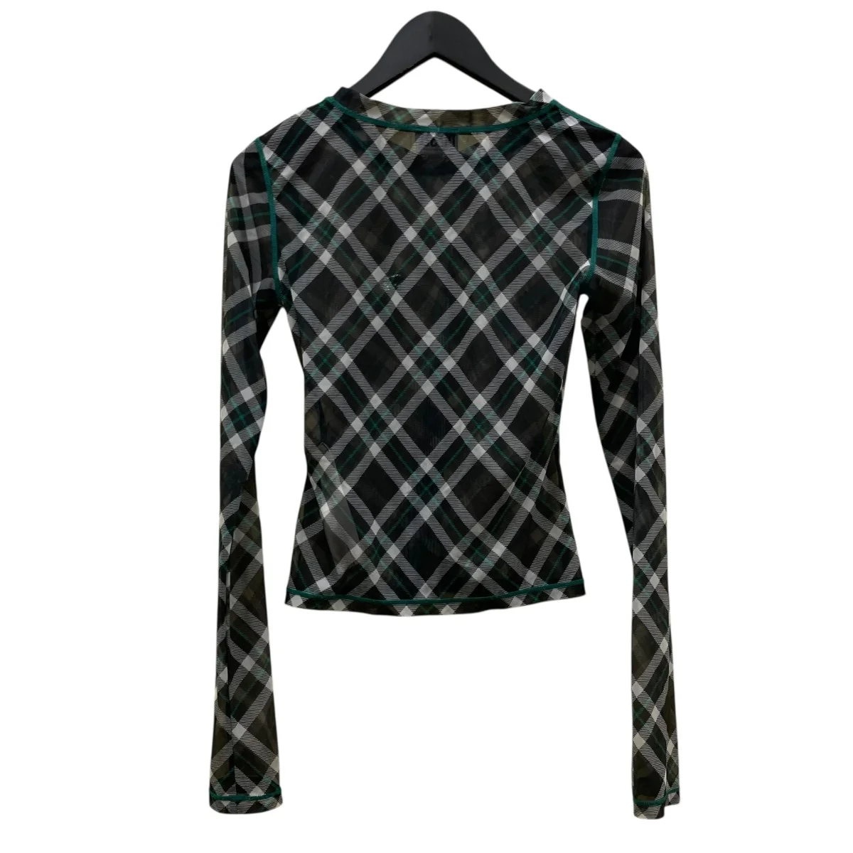T-SIELITO T-SHIRTメタルロゴ付き タータンチェック柄 シースルー ロングスリーブカットソーA05031 - Image 2