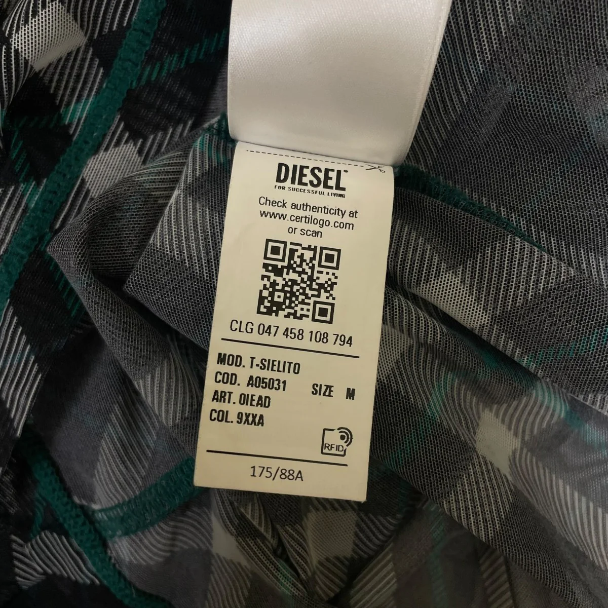 T-SIELITO T-SHIRTメタルロゴ付き タータンチェック柄 シースルー ロングスリーブカットソーA05031 - Image 5